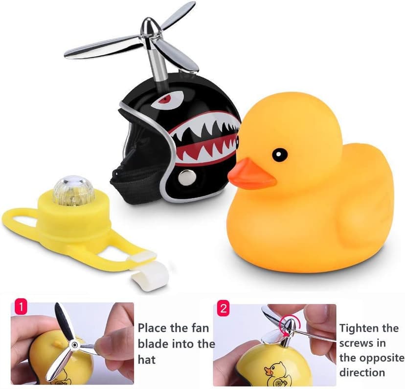 NEKRASH Duck Bike Bell, Rubber Duck Bicycle Accessories with LED Light, Cute Propeller Handlebar Bicycle Horns for Kids Toddler Children Adults Sport Outdoor B07T2HJK9K