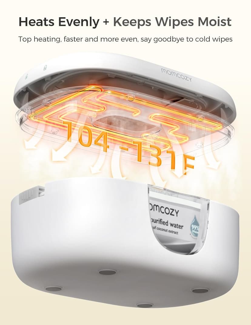 Wipe Warmer with Night Light, Fast and Even Heating, 4 Adjustable Temperature Modes, Baby Shower & Registry Must-haves, Grey Momcozy Baby Wipe Warmer, Innovative Spring Design,Large Capacity Dispenser B0FZKLFGJ1
