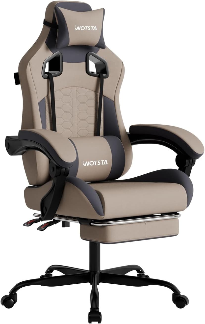 Gaming Chair with Massage,Ergonomic PC Gaming Chair with Footrest Comfortable Headrest and Lumbar Support, High Back, 300LBS (Grey)