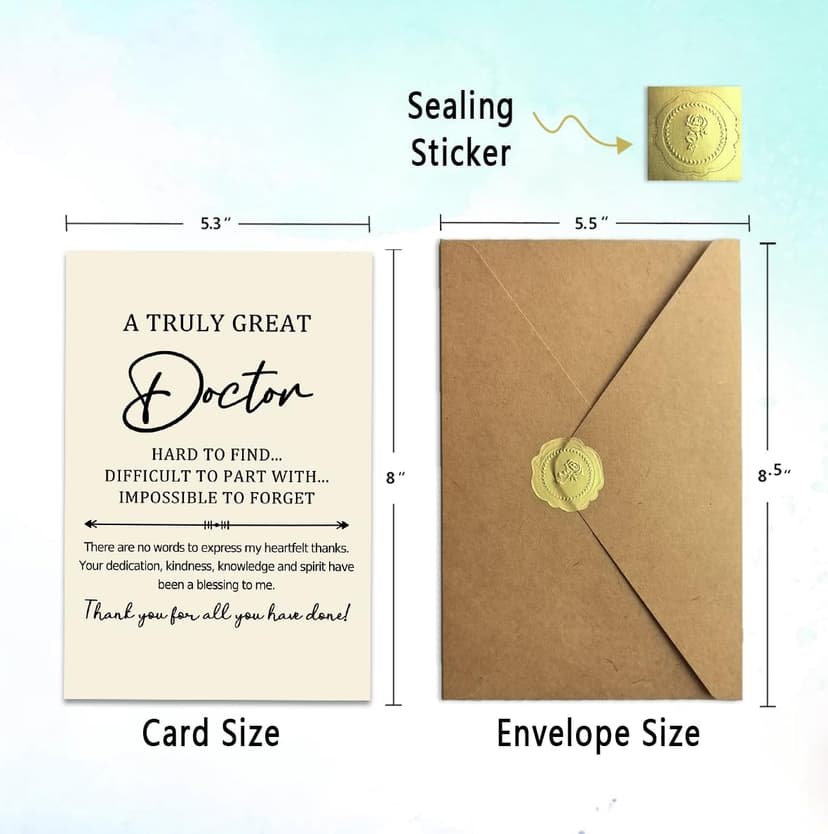 Doctor Thank You Card, Doctor Appreciation Card, Thank You Gift for Doctor with Kraft Envelope and Gold Seal Sticker B0GKYR628V