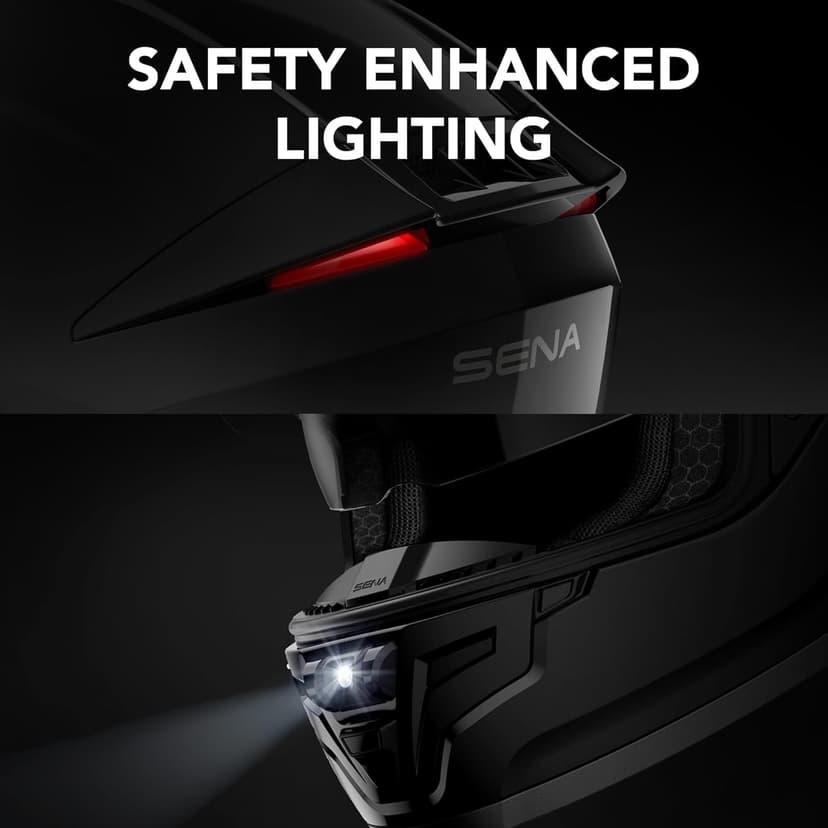 Sena Phantom and ANC Full Face Smart Motorcycle Helmet with Integrated Communications, LED Lighting, and 2nd Generation Sound by Harman Kardon