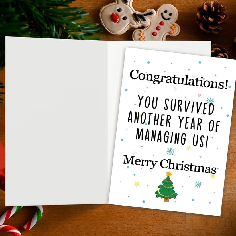 Funny Boss Christmas Card, Boss Christmas Gifts with Premium Envelope, 8x5.3 Inches