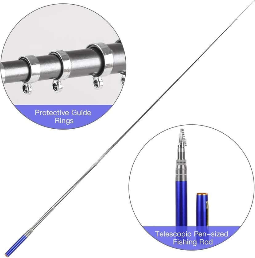 2023 Pocket Size Fishing Rod - Pen Fishing Pole and Reel Combo, Portable Telescopic Small Fishing Pole Mini Fishing Rod, Micro Collapsible Fishing Rod and Reel Combo Travel Fishing Kits