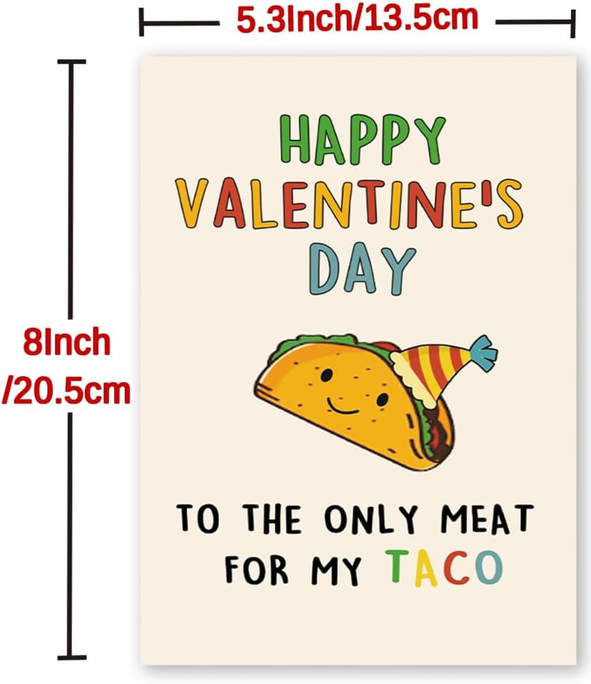 Lovely Taco Valentines Day Card for Him Her, Naughty Valentine's Day Gift for Husband Wife, Romantic Boyfriend Girlfriend Vday Card, To The Only Meat for My Taco