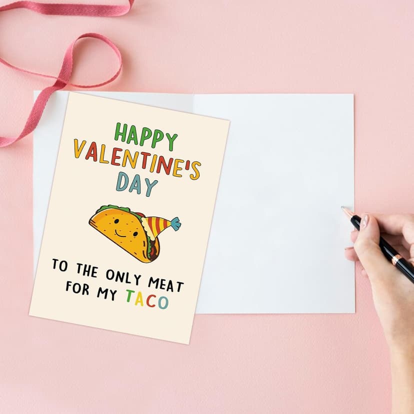 Lovely Taco Valentines Day Card for Him Her, Naughty Valentine's Day Gift for Husband Wife, Romantic Boyfriend Girlfriend Vday Card, To The Only Meat for My Taco