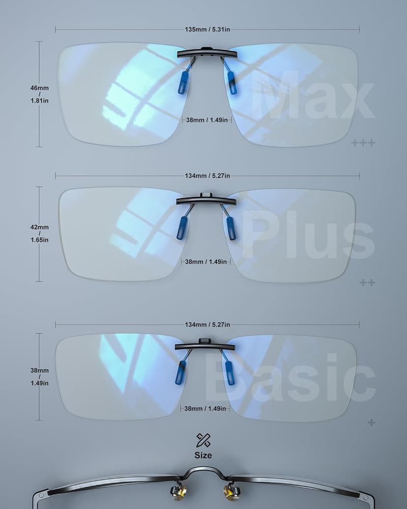 ANYLUV Clip On Blue Light Blocking Glasses Lightweight Rectangle Blue Light Glasses Men for Computer Gaming, Anti Eye Strain