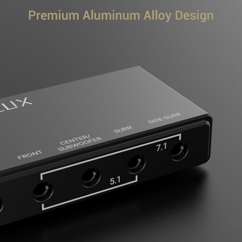 Cubilux 7.1 USB Surround Sound Card- 48KHz-384KHz Sample Rate for Headphones, Full Aluminum Alloy USB A External Sound Card for Laptop PC-Supports Line-in & Stereo Mic in