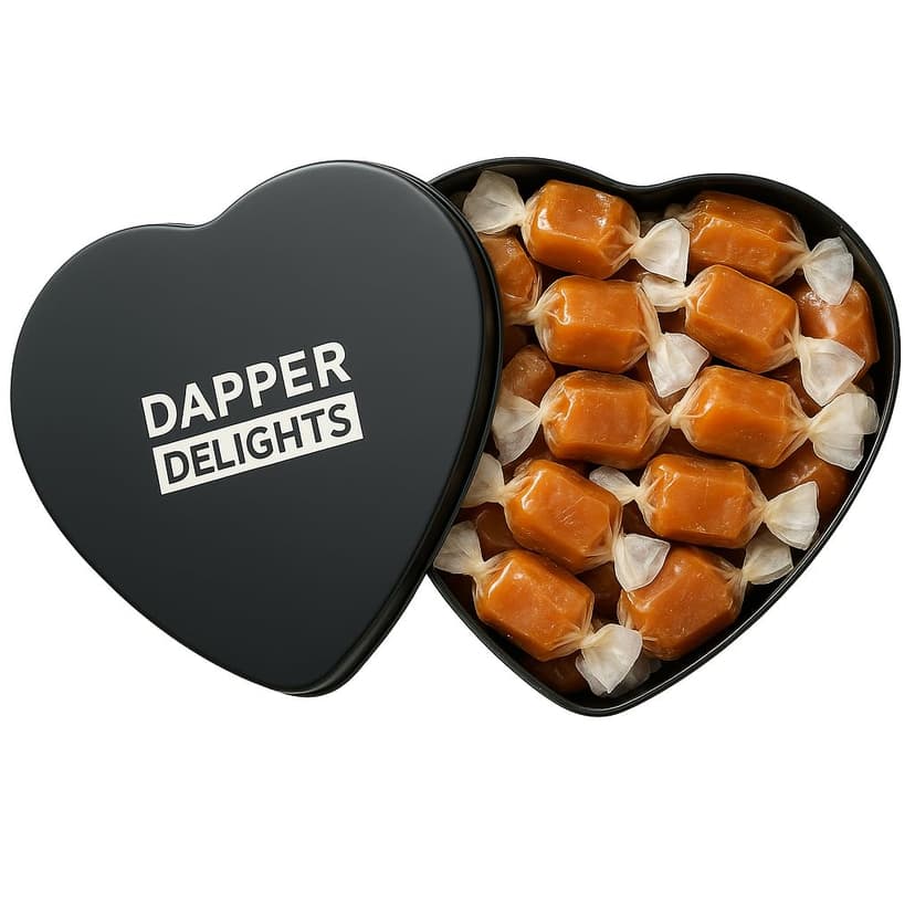 Kiri & Sons Soft Chewy Caramel Whiskey Candy, Premium Gourmet Tin Gift for Father's Day, Black Tin – Salted Caramel