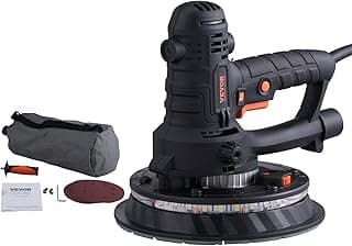 VEVOR Drywall Sander, 800W Electric Sander with 12 Sanding Discs, Variable Speed 1200-2300 RPM Wall Sander with Automatic Vacuum Dust Collection System, Double LED Lights, Dust Bag, Detachable Edge