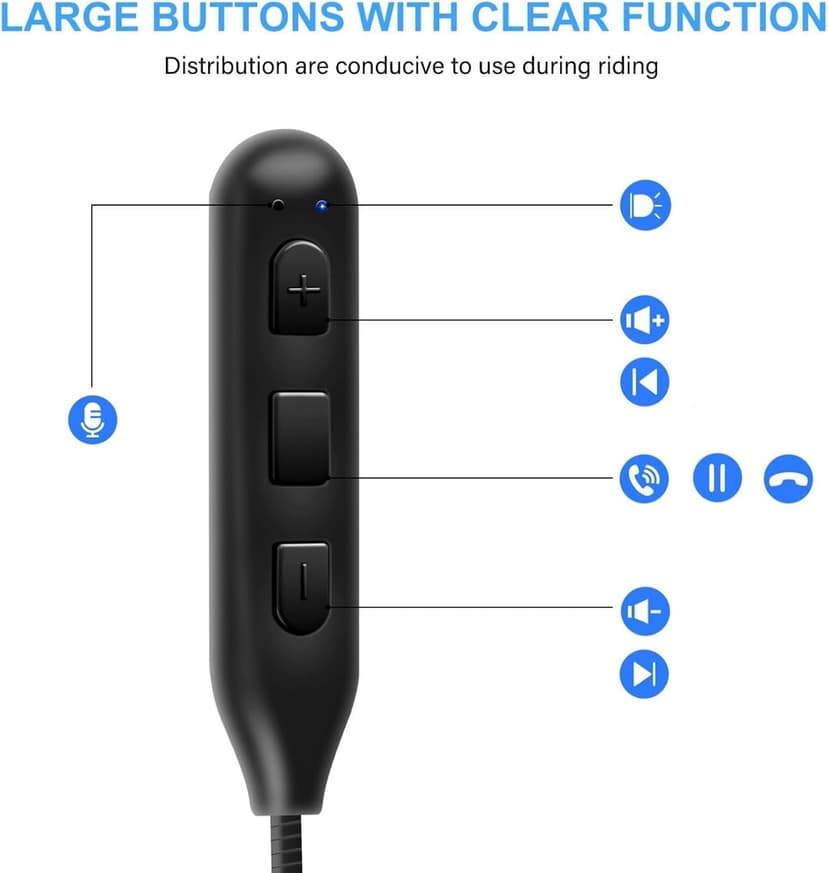 Motorcycle Helmet Bluetooth Headset Speakers with Good Sound,Loud,50 Hours Use,Large Button for Gloves,Fast and Stable Connection,Answer Automatically,Voice Assistant,IPX7 Waterproof,Easy Install
