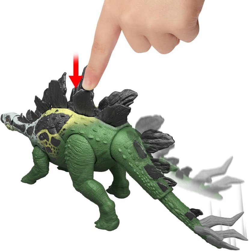 Mattel Jurassic World Dinosaur Figure Toy, Gigantic Thrashers Large Stegosaurus with 2 Attack Action & Evolve Feature, Digital Play