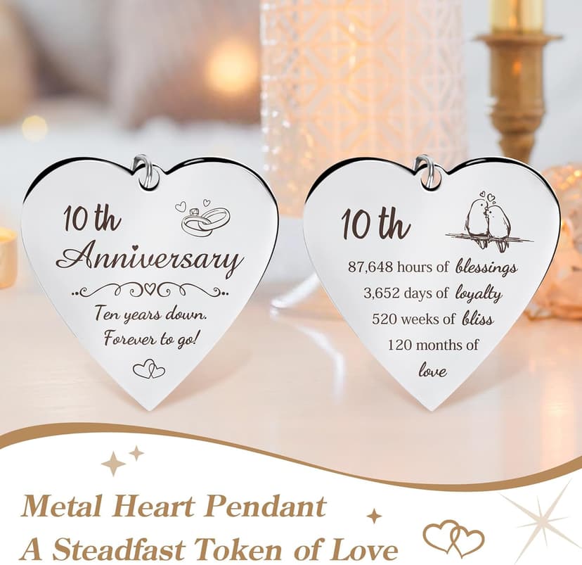 10 Year Anniversary Picture Frame Gifts for Couple 10 Year Anniversary Decorations Gifts for Wife 10 Year Gift Anniversary Customized Photo Frame Happy 10th Aniversario Decorations Gift for Him