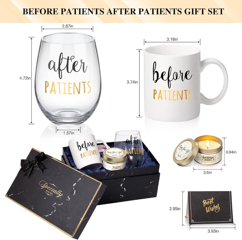 Before Patients, After Patients 11 oz Coffee Mug and 18 oz Stemless Wine Glass Set Gifts Idea for Nurses, Doctors, Hygienists, Physician, Dentists Unique Birthday Graduation Gifts Idea B08LC245C5