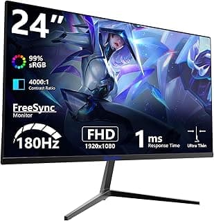 Sealan 24 Inch 180Hz Gaming Monitor, Full HD 1920 x 1080 Computer Display, VA Panel with HDR10, FreeSync, 99% sRGB, HDMI and DisplayPort, VESA Wall Mountable Monitor for PC, Laptop