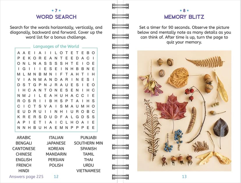 Large Print Memory Puzzles: 175+ Puzzles and Activities for Adults to Exercise Memory and Improve Focus - Includes Spiral Bound / Lay Flat Design and ... Font for Easy Reading (Brain Busters) 1646385039