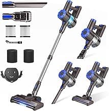 Cordless Vacuum Cleaner, Upgraded 40Kpa Stick Vacuum Cleaners for Home, 8 in 1 Lightweight with Self-Standing, 1.5L Dust Cup & Anti-tangle, Rechargeable Vacuum for Hard Floors Carpets Pet Hair