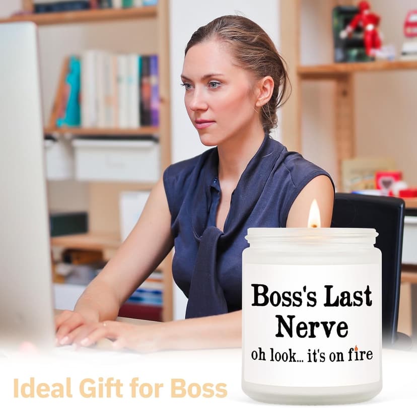 Funny Boss Gifts for Women Men- Handmade Lavender Soy Wax Candle- Best Boss Lady Gifts for Women, Birthday Christmas Gift for Boss Female, Boss's Last Nerve Candle (7oz)