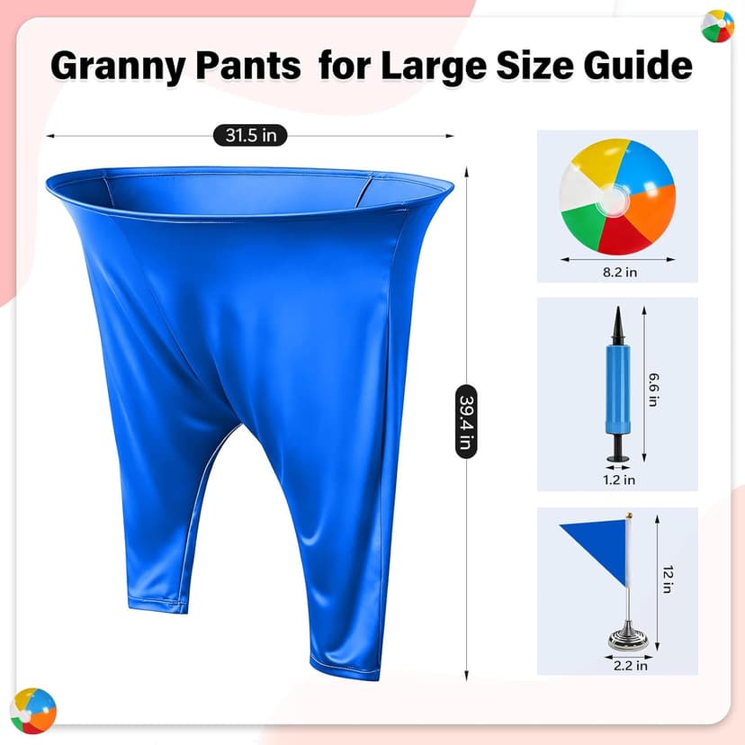 Granny Pants Yard Game for Adults (40 in * 31.5 in),2Pcs Granny Pants Outdoor Games with 10 Bouncy Balls,2 Pumps & Flags, Granny Pants Game for Family Carnival Party Reunion Gathering(Large)
