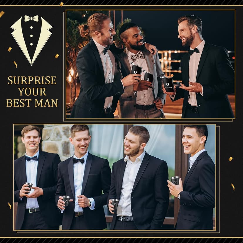 Complete Gift Set for Wedding with Flasks Shot Glasses Funnels Toiletry Bags Sunglasses Bottle Openers Gift Bags and Cards Rigibright 60 Pcs Groomsmen Gifts Set of 6 for Wedding Best Man Gift B0F6N4938G