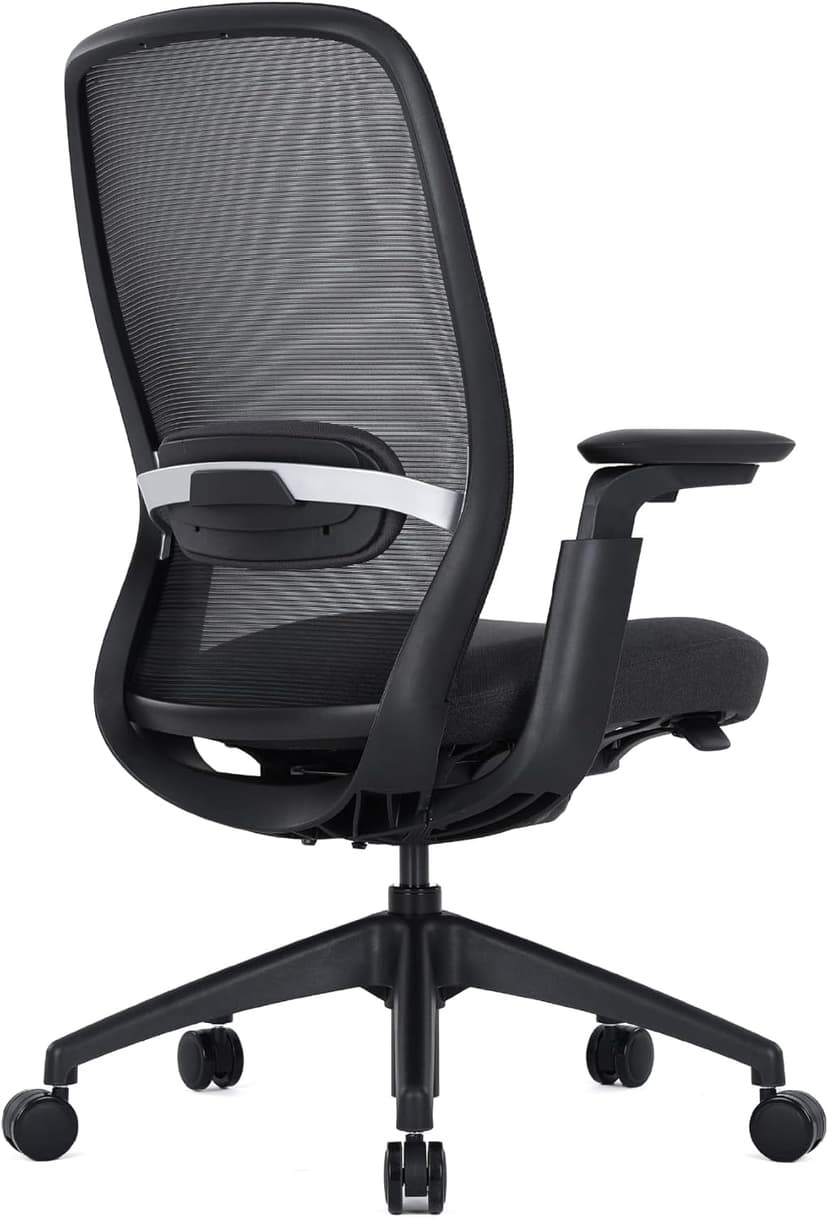 COLAMY Office Chair for Long Hours, Easy Wire-Control Desk Chair with Sliding Seat Depth & Thick Padded Lumbar Support, Heavy Duty 300 LBS High Back Mesh Computer Chair for Home Workstation,Black
