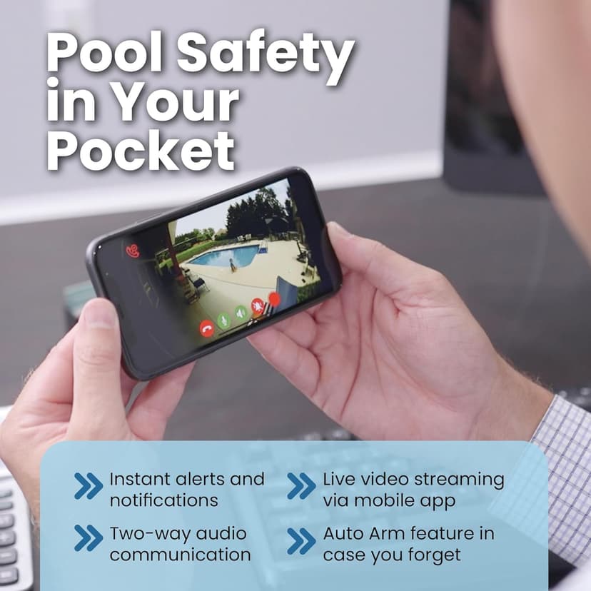 SwamCam Pool Alarm Wi-Fi Camera System – ASTM F2208 Certified – Smart Pool Safety for In-ground & Above-Ground Pools – Real-Time Alerts, Live View, Built-in Wi-Fi Repeater