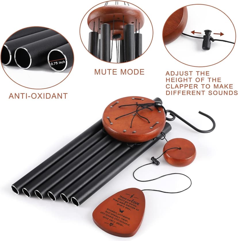 Memorial Wind Chimes for Outside, Sympathy Gift for Loss of Loved One Mom Dad, Ideal for Funeral, Remembrance & Bereavement, Outdoor Use