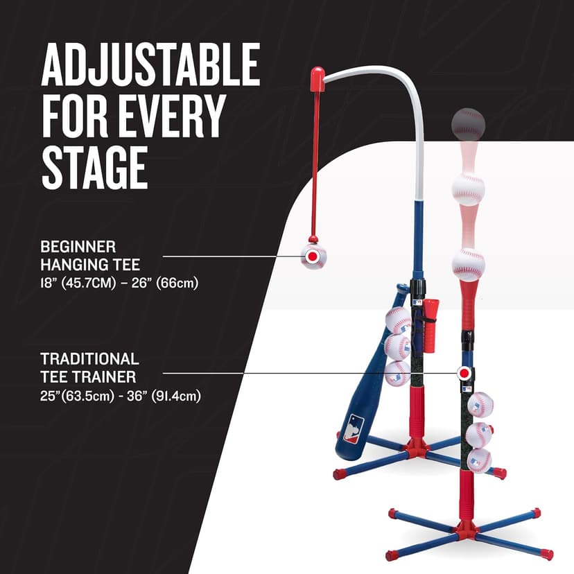 Franklin Sports Grow-with-Me Kids Baseball Batting Tee + Stand Set for Youth + Toddlers - Youth Baseball, Softball + Teeball Hitting Tee Set for Boys + Girls B07HJSHT8P