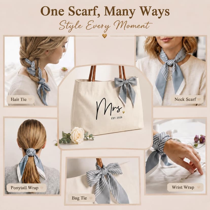 Engagement Gift for Bride, Wifey, Bachelorette Party Favors, Honeymoon, Wedding Essentials Bag with Leather Handle & Pocket Bridal Shower Gifts Bride Tote Bag for Bride to Be, Future Mrs B0GTV3F3QJ