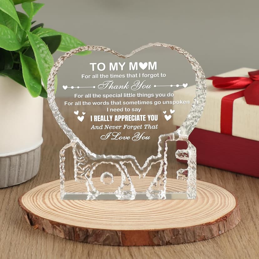 Crystal for Mom, Birthday Gifts for Mom from Daughter Son, K9 Crystal Plaque Keepsake, Best Gift for Mom on Xmas Thanksgiving Anniversary Birthday Mother‘s Day