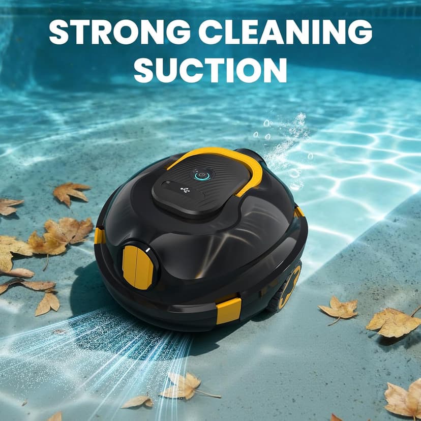 Y20 Robotic Pool Cleaner, Cordless Pool Vacuum for Above Ground & Inground Flat Pools with Dual Motors, 120 Min Runtime, Auto-Parking, Powerful Pool Vacuum Robot for Up to 1100 Sq.Ft