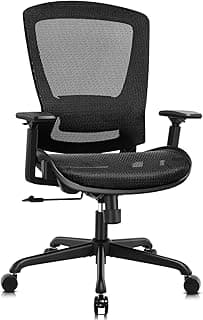 ELABEST Ergonomic Mesh Office Chair,Comfy Computer Desk Chair - BIFMA 5.1 Certified Commercial Swivel Task Chair for Home Office - Adjustable Lumbar Support & Armrests,Tilt Function,Wide Seat (Black)