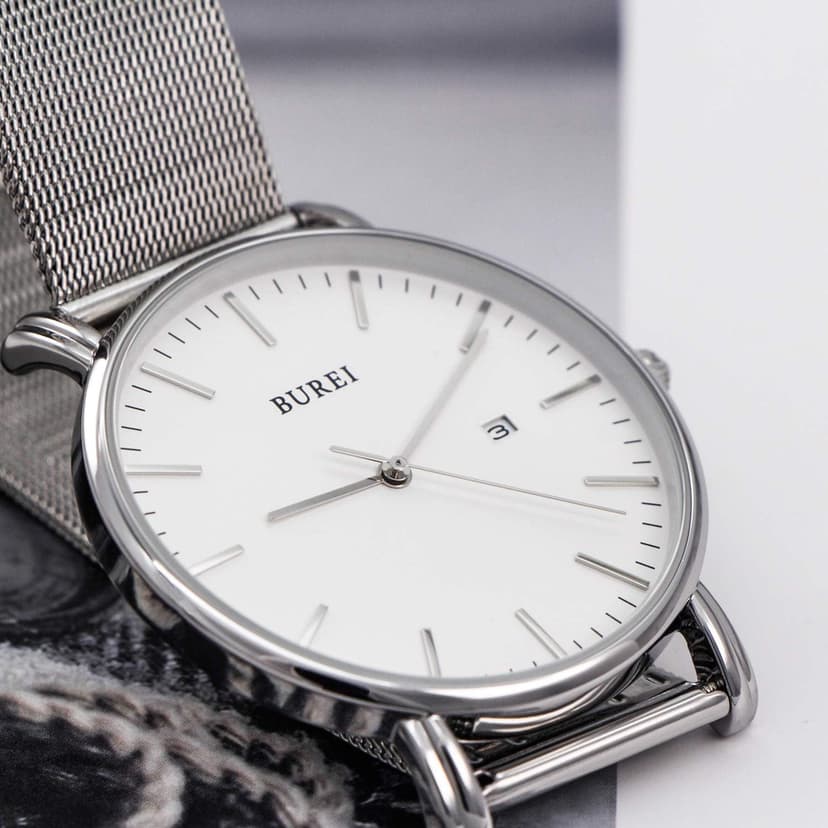 BUREI Men Wrist Watches Fashion Minimalist Analog Quartz Waterproof Watches for Men