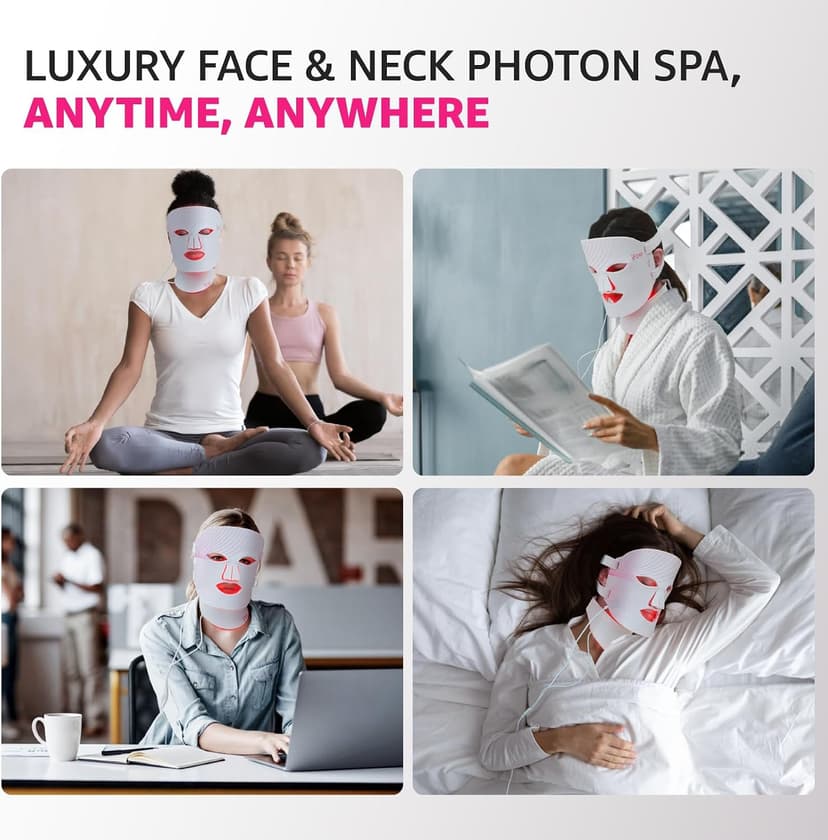 850nm Near Infrared (NIR), 7 Mode Portable LED Face Mask for True Anti-Wrinkles Skincare at Home Red Light Therapy Mask for Face and Neck with 396 LEDs B0GF25FKF4
