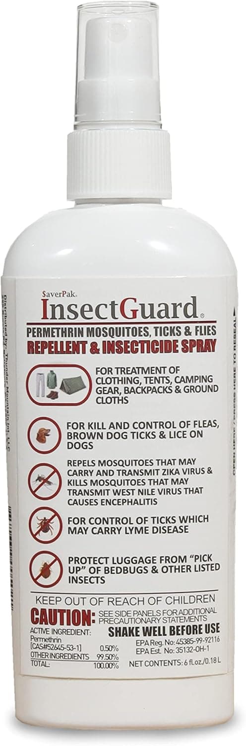 InsectGuard Permethrin Mosquitoes, Ticks and Flies Repellent & Insecticide Pump Spray (6oz)