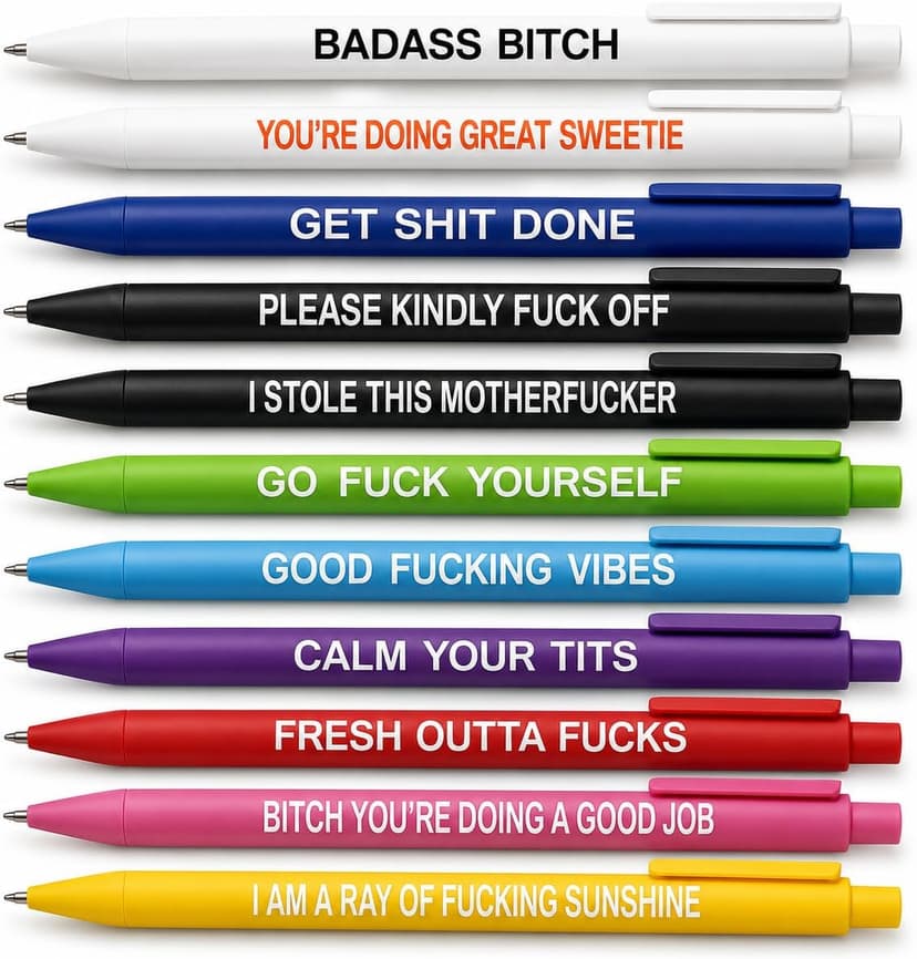 11Pcs Funny Adult Ballpoint Pen Set, Premium Days of The Week Swear Cuss Word Pens for Office Gifts, Novelty Pens for Corworkers