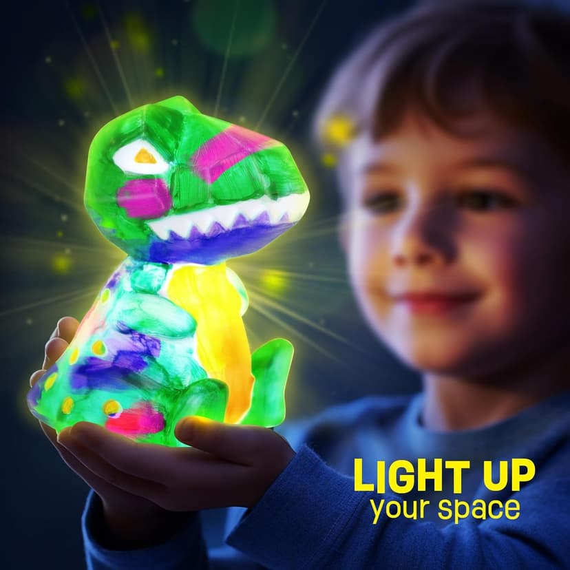 Paint Your Own Dinosaur Lamp Kit, Art Supplies Kids Paint Set, Arts and Crafts for Kids Ages 8-12, Dinosaur Toys Girls Boys Halloween Birthday Christmas Gifts Ages 3 4 5 6 7 8 9 10 11 12+