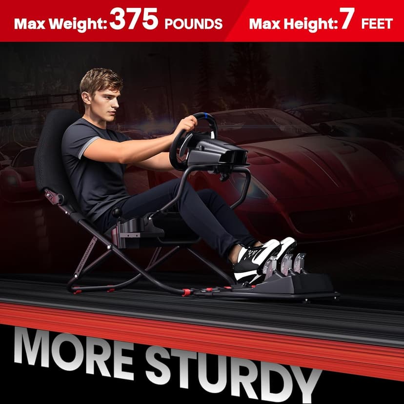 RACGTING Racing Simulator Cockpit for G29/G920/G923, Foldable & Adjustable Racing Seat for Thrustmaster T300RS/248/T-GT II, Fanatec CSL DD/GT DD Pro/ClubSport DD/DD+, MOZA R5, SIMAGIC Alpha Mini