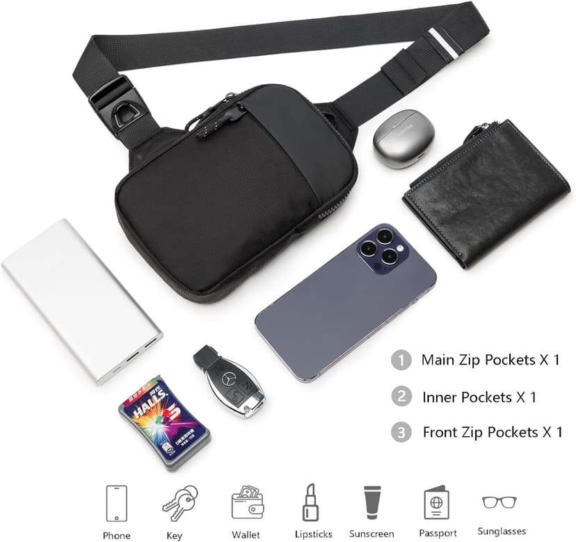 higouta Mini Sling Bag for Men Women, Small Crossbody Casual Utility Chest Phone Bag for Travel Workout