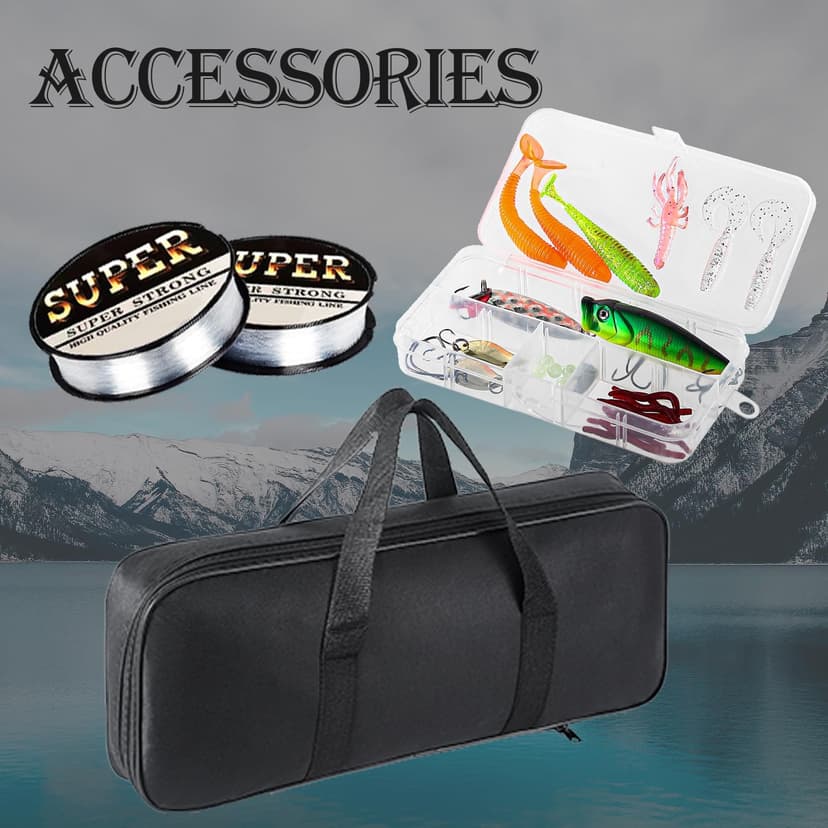 Tripquips Fishing Rod, 6.9ft 2Pcs Telescopic Fishing Rods Set, Carbon Fiber Fishing Pole, 2PCS Spinning Rod and Reel Combo with Carrier Bag Freshwater Fishing Rod and Reel Combos Kits Fishing Gear