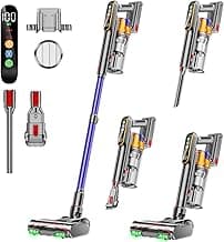 DIFFULL Cordless Vacuum Cleaner, 650W 55KPA 70Mins Vacuum Cleaners for Home, Stick Vacuum with 1.8L Cup, Anti-Tangle, 8-Stage Filter System, Green Light for Pet Hair, Carpet, Floor