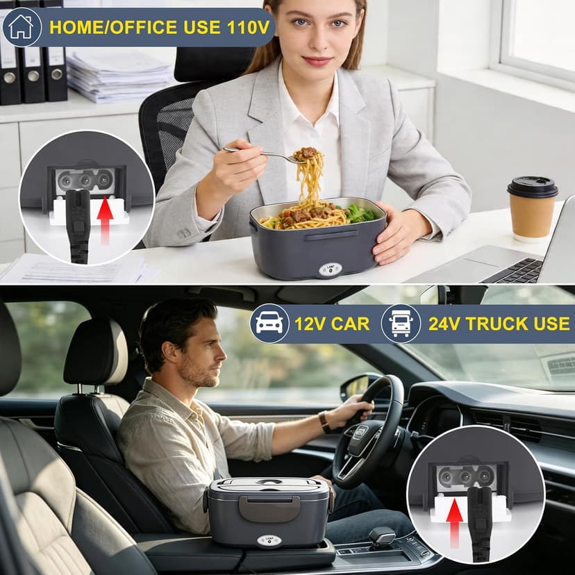 Leakproof, Removable Easy Clean, 12V/24V Car/Truck & 110V Home Use, Lonchera Eléctrica Portátil with Bag Tableware, Gifts Carsolt 1.5L Electric Lunch Box, Heated Lunch Box Food Warmer for Adults B09YXSNCTM