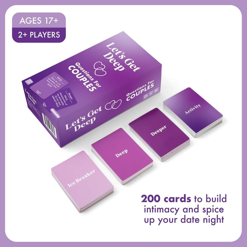 Let's Get Deep by Relatable, A Question Card Game for Couples, Great for Date Night Ideas, Holiday Couples Gifts, and Long Distance Relationship Gifts, Includes 200 Cards to Build Up Intimacy
