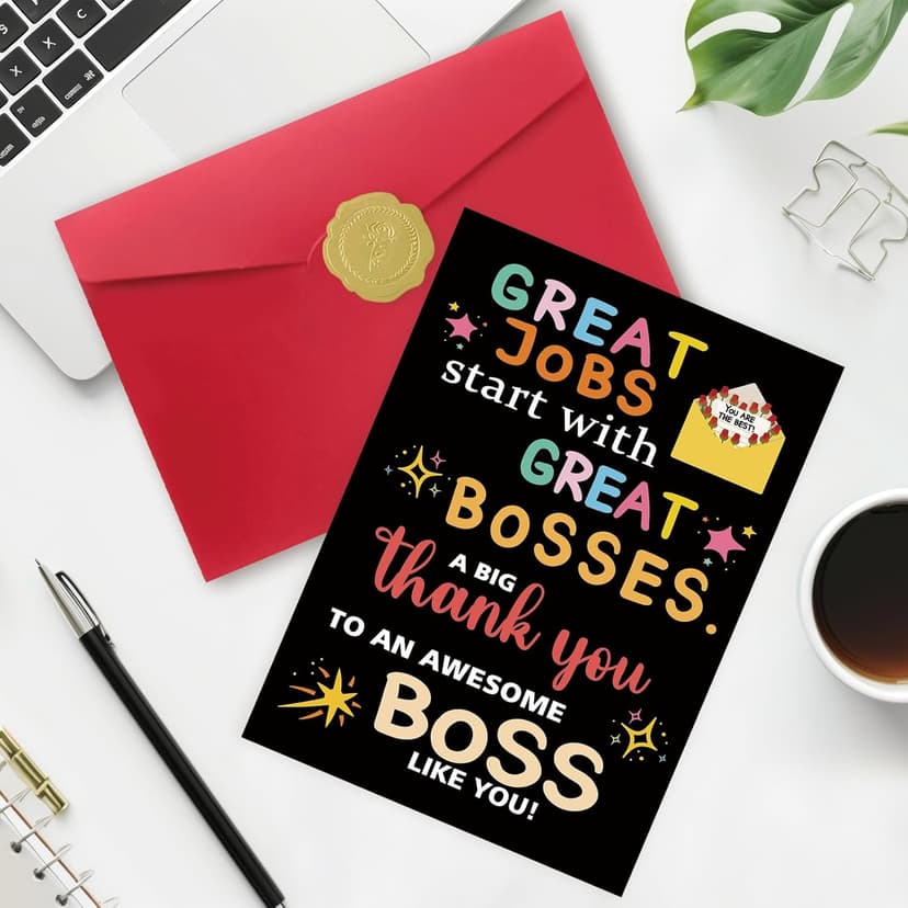 Thank You Card Gifts for Boss Leader Manager, Cute Boss's Day Card for Her Him, Best Boss Appreciation Card for Men Women
