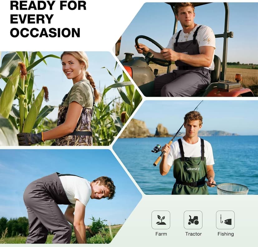 Lekesky Fishing Waders with Boot for Men Women - 2-Ply Nylon/PVC Waterproof Chest Waders for Fly Fishing,Duck Hunting