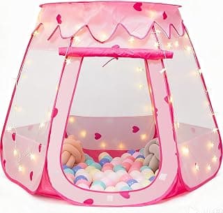Pop Up Princess Tent with Star Light, Toys for 1 2 3 Year Old Girl Birthday Gift, Ball Pit for 12-18 Months Baby Girl Toys, Toddler Gift, Easy to Pop Up and Assemble(Pink)