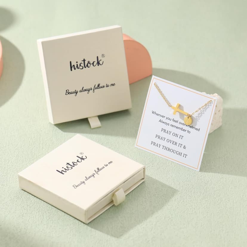 HiStock Sotcking Stuffers for Teens, Cross Bracelet for Women Dainty Cross Bracelet with Initials Link Chain Bracelets Christian Gifts for Women Teens Easter Baptism Religious Jewelry