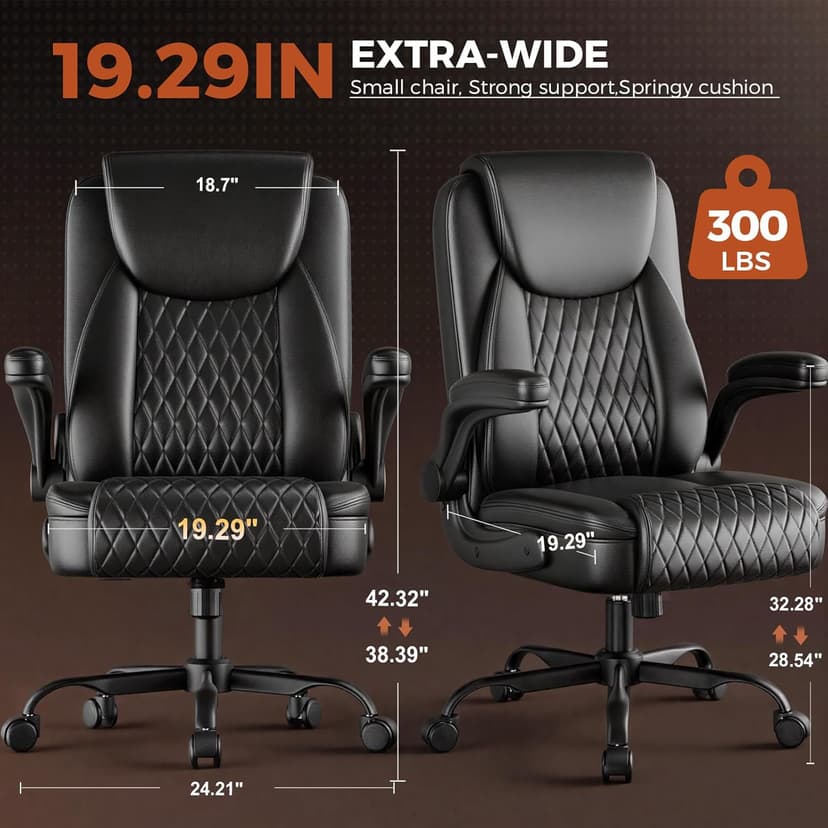 COMHOMA Leather Office Chair Ergonomic Computer Gaming Chair with Comfy Back Support, Executive Mid-Back,Small Gmaing Chair with Adjustable Armrests, for Short People Use, Rolling Swivel for Adults