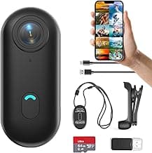 FOUKWAKC H7 64GB 1080P Thumb Action Camera, Mini Body Cameras, Wearable Pocket Vlogging Camera with Magnetic Lanyard, Small Portable Body Cam Helmet Cam for Work, Cycling, Travel, Pet Walking