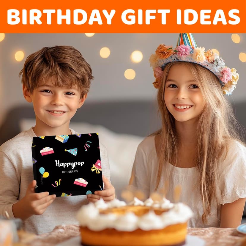 HAPPYPOP Birthday Gifts Ideas for Boys - Socks for Kids Girls Age 5-12 with Greeting Card