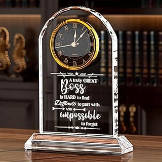 Ornalrist Boss Gifts for Men Women Crystal Clock, Gifts for Retirement Female Boss - Boss Appreciation Gift for Men, Boss's Day Gift Idea - Boss, Mentor, Leader Desk Office Home Decor